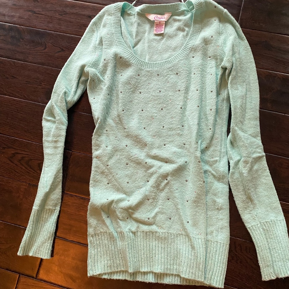 Candie’s mint sequin sweater